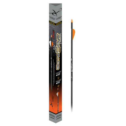 Game Slayer Carbon 250 Arrows .400 Spine, 3-Pack Glued, 30 Inch