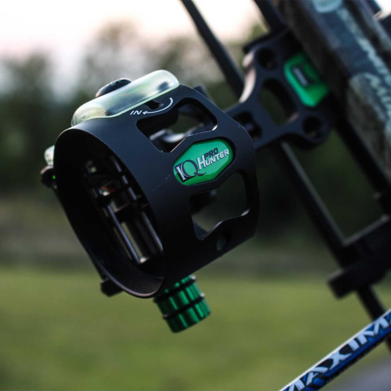 Precision IQ Pro Hunter bow sight mounted on a compound bow for archery and bowhunting.