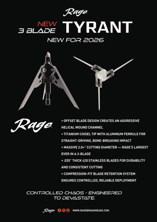 Rage Tyrant 3-Blade 100 Grain Broadheads 3 Pack