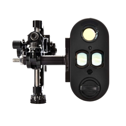 Precision archery sight with adjustable and illuminated features for accurate shooting.