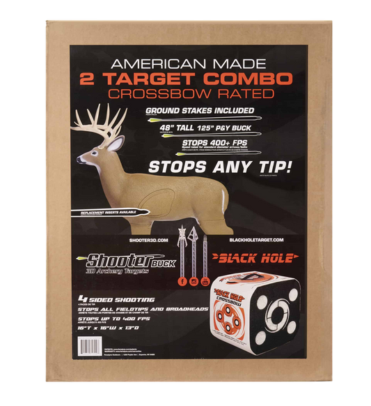 3 Target archery target for bowhunting practice, featuring a 2-target combo with ground stakes and color contrast for easy aim.