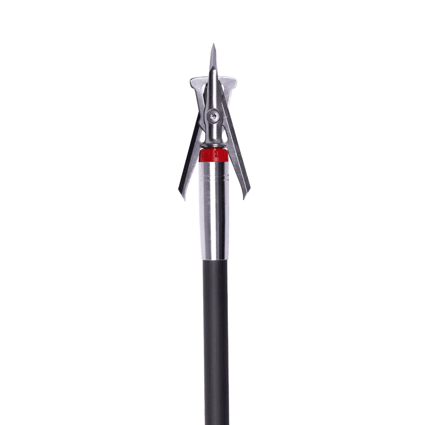 Sharp broadhead arrow tip for bowhunting and archery; high-quality steel design.