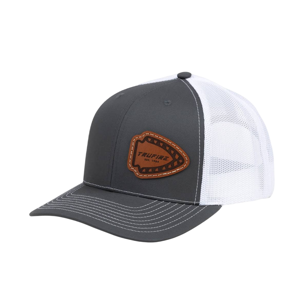 Softball cap with mesh back and Trufire patch for outdoor and archery enthusiasts.