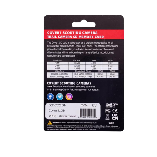 Covert SD Cards (32 GB - 64 GB)