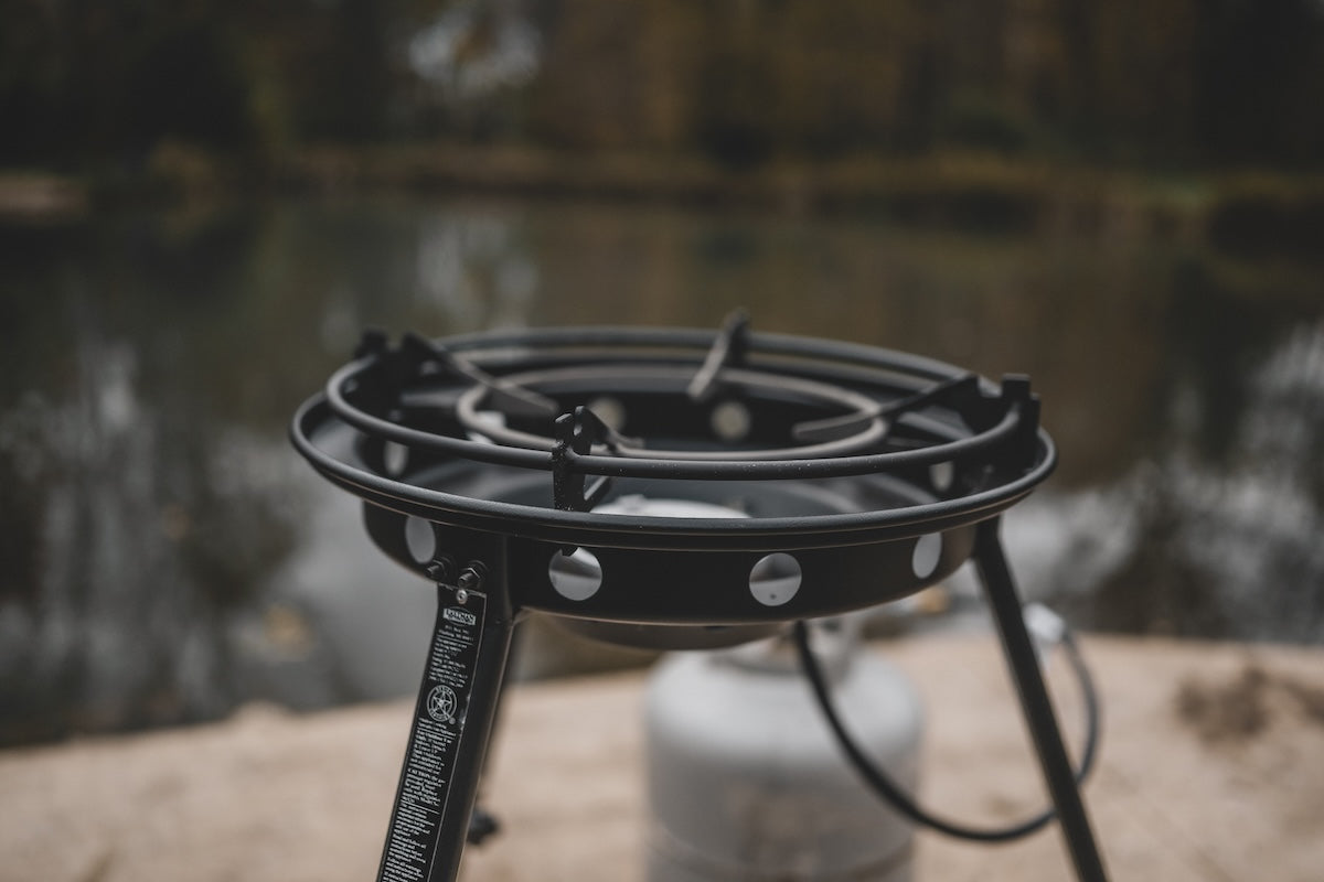 Portable outdoor fire pit for camping and hunting trips.