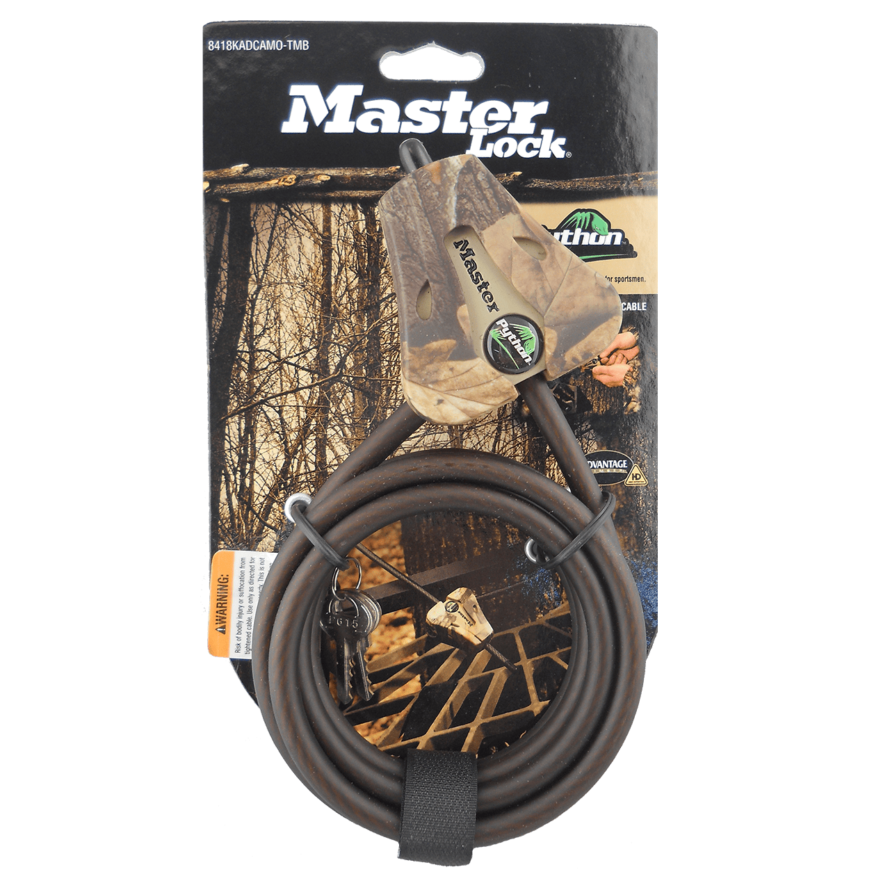 Heavy-duty security cable and lock for outdoor equipment.