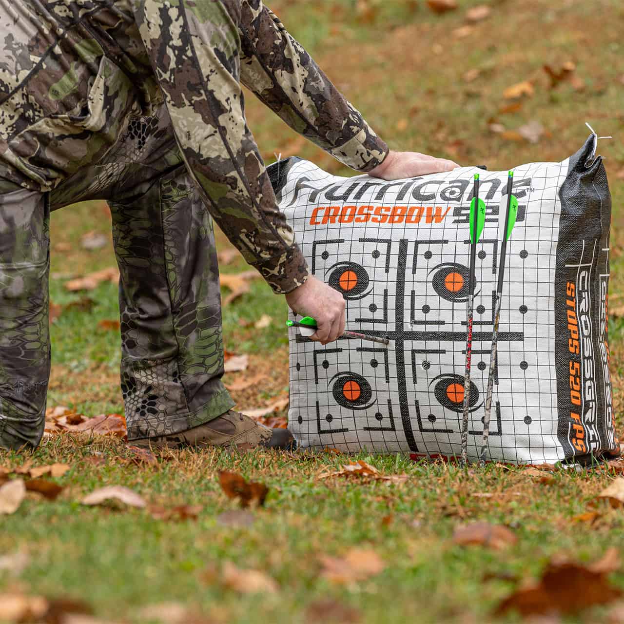 1. Archery target paper with arrows for bowhunting practice outdoors.