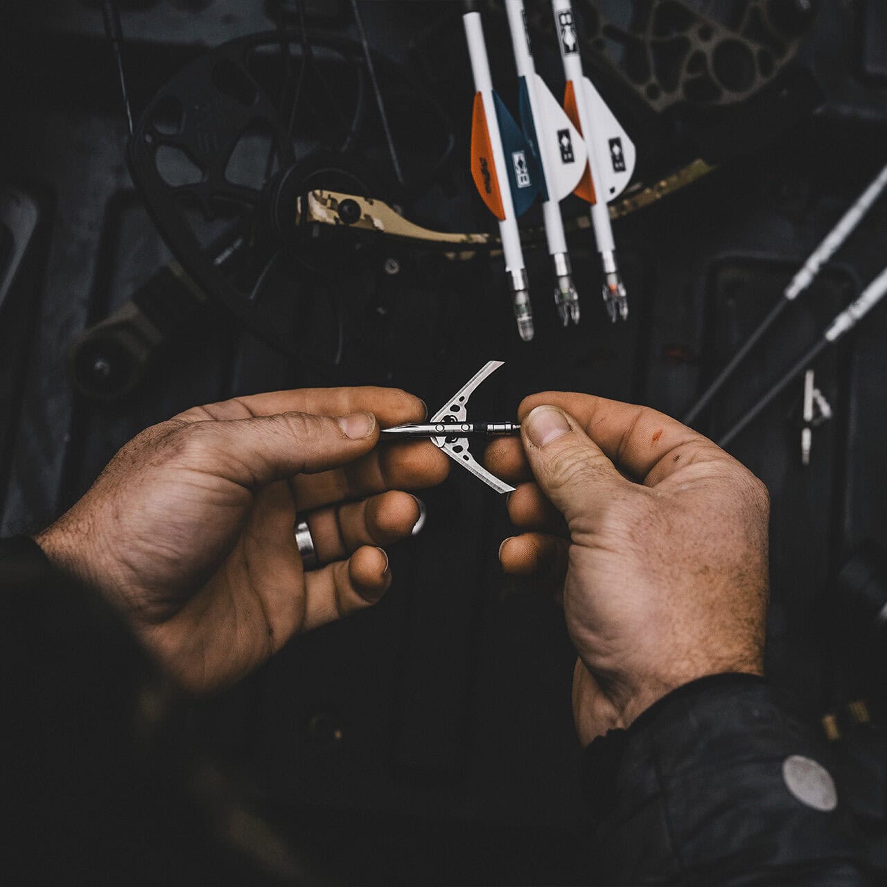 Precision bow tuning with archery tools for optimal performance.