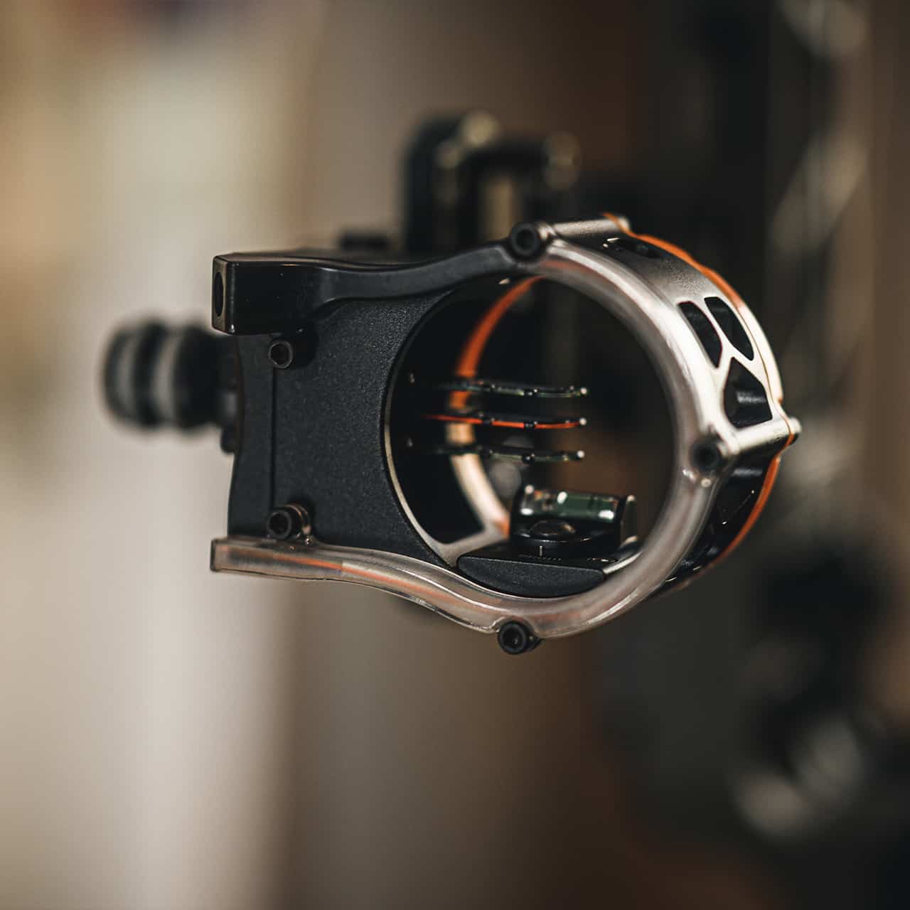 High-quality modern archery bow sight attachment with precision adjustments for bowhunting.