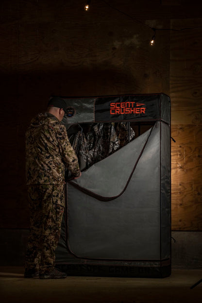 1. Portable scent control wardrobe for bowhunting and outdoor stealth.