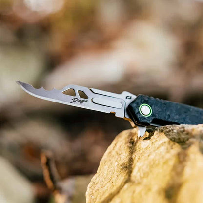 CorerPro Knife with serrated blade for outdoor survival, camping, and hunting activities.