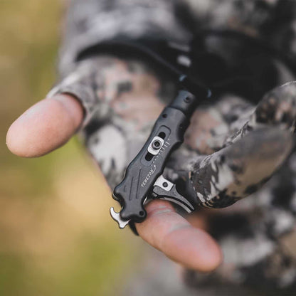 Precision archery sight with adjustable Tension Wheel and fiber optic pin for bowhunting.