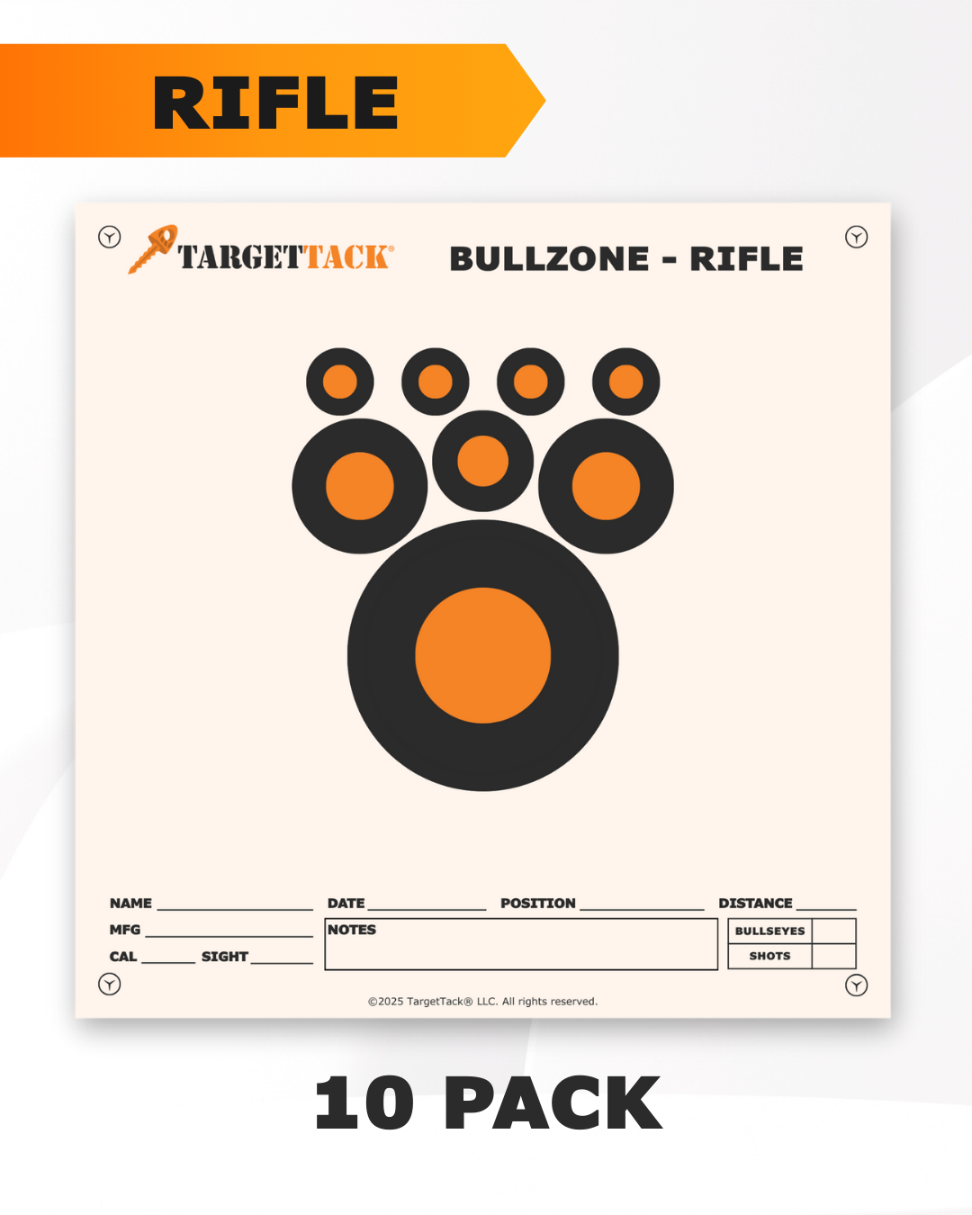 TargetTacks® 12" By 12" Rifle Practice Targets - 10 Pack