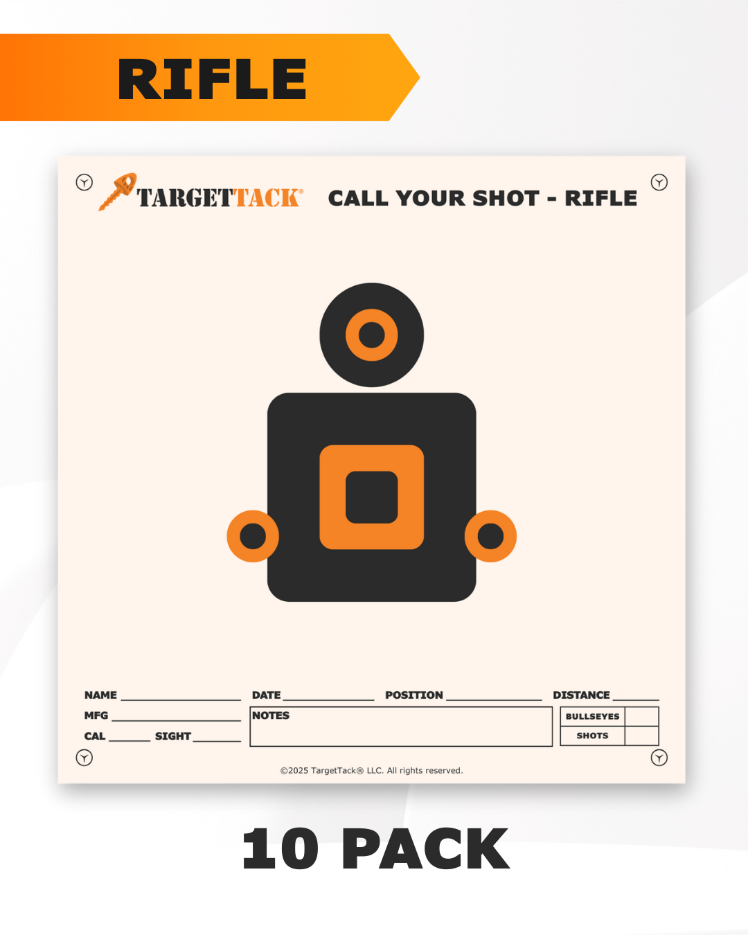 TargetTacks® 12" By 12" Rifle Practice Targets - 10 Pack