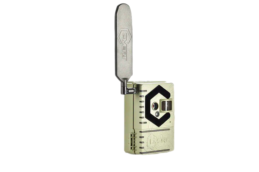 High-tech trail camera with infrared sensor and adjustable antenna for wildlife monitoring.