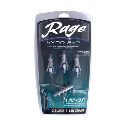 Sharp Broadheads for Hunting, Rage Hypodermic 2+P, 125 Grain, 2 Blades.
