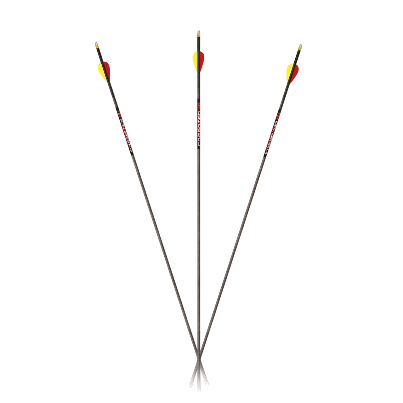 Premium carbon hunting arrows with bright fletching for accuracy and visibility.