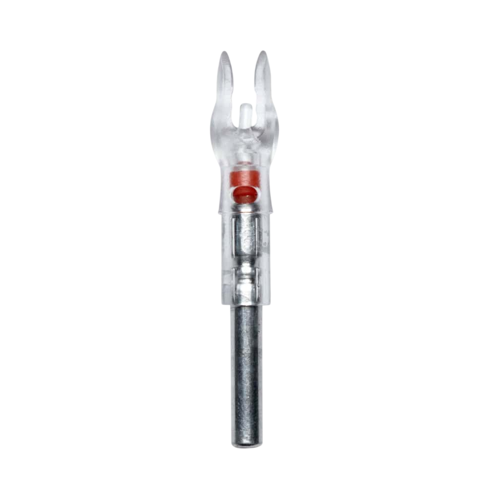 Precision bowhunting arrow nock with quick-release feature for archery accuracy.