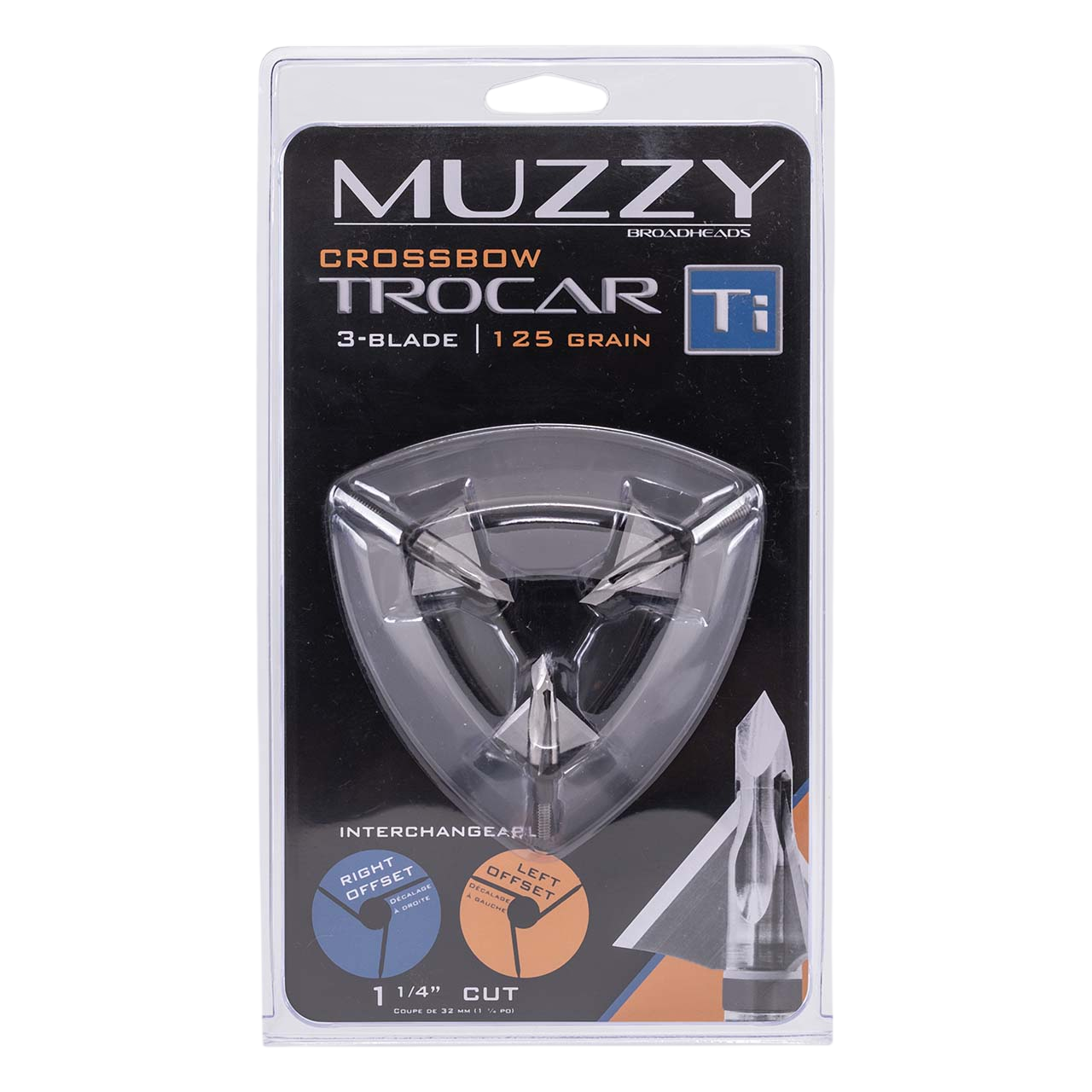 Muzzy Broadheads Trocar Crossbow Blades, 3-Blade, 125 Grain, for Accurate Bowhunting.