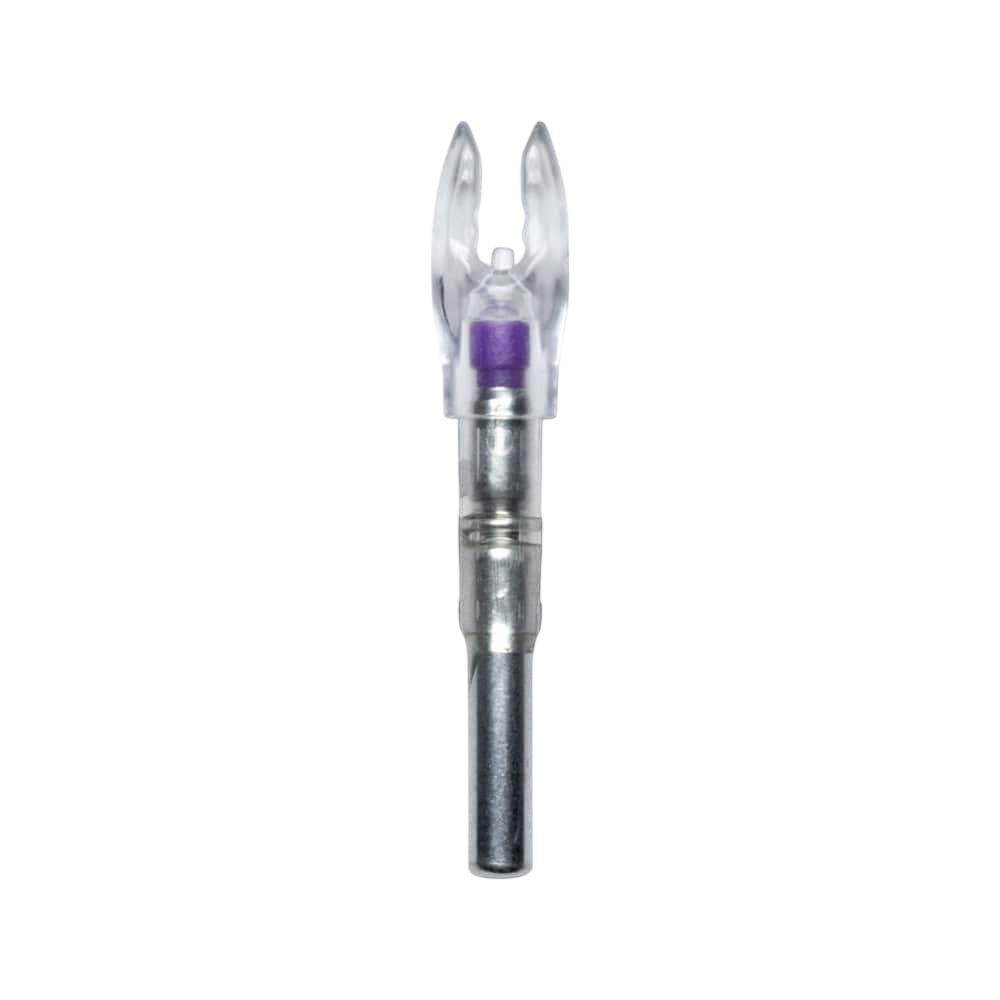 Replaceable bowstring nock point insert for archery arrows, enhancing accuracy and safety.