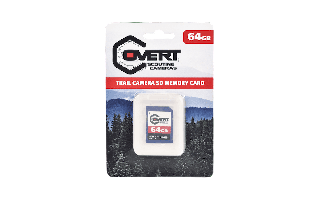 64GB trail camera SD memory card for bowhunting and outdoor scouting.