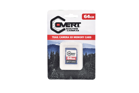 64GB trail camera SD memory card for bowhunting and outdoor scouting.