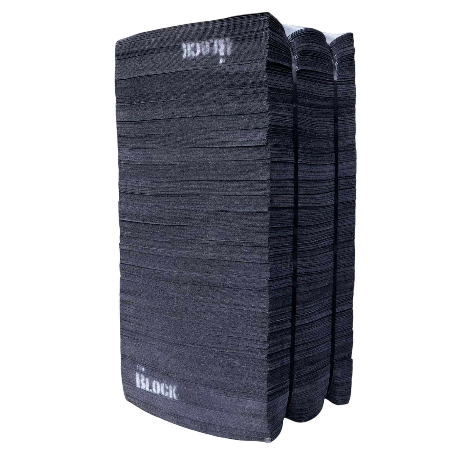 Black archery foam target stacked for bowhunting practice.