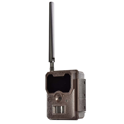 Wi-Fi trail camera with antenna for remote wildlife monitoring and hunting success.