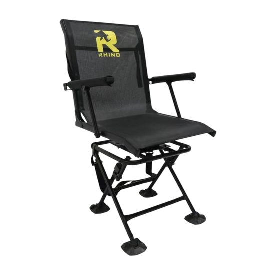 Comfortable outdoor hunting chair with metal frame and adjustable armrests.