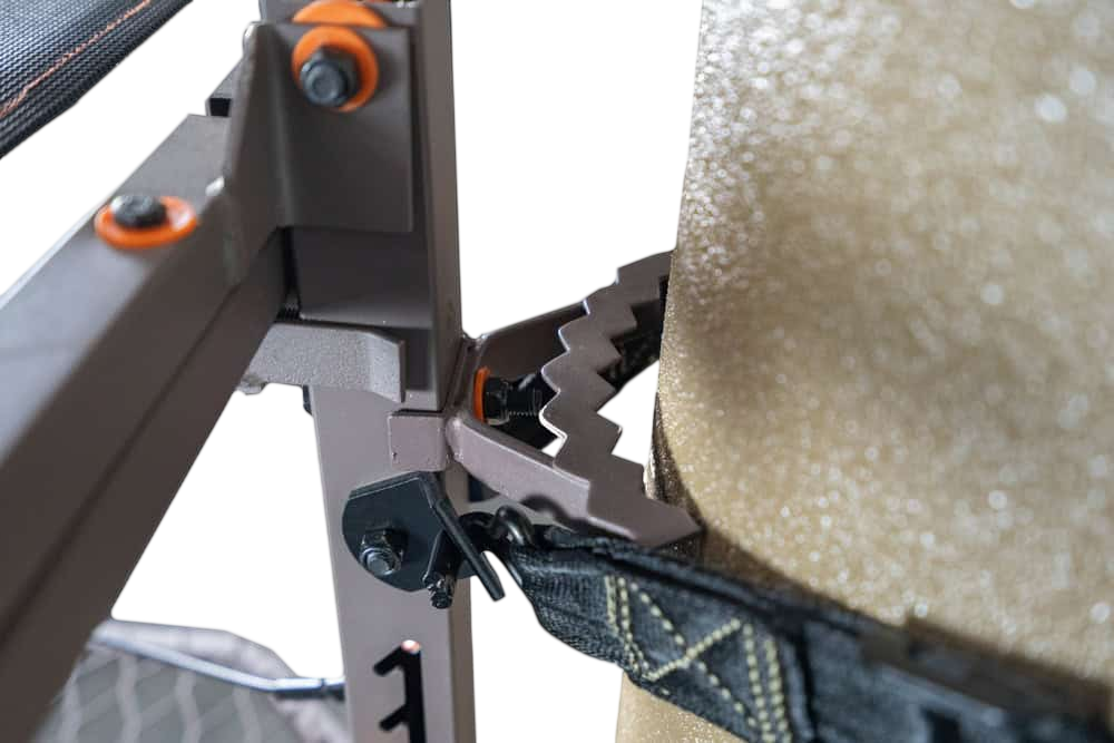 Optics sighting system on a modern compound bow for precise archery targeting.