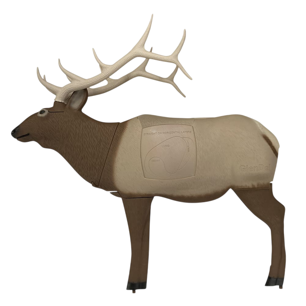 Deer target with detailed anatomical markings for archery practice and hunting training.