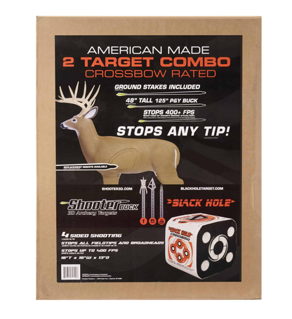 3 Target archery target for bowhunting practice, featuring a 2-target combo with ground stakes and color contrast for easy aim.