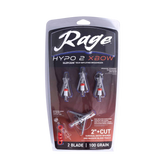 Rage Hypodermic X30W Broadheads for Bowhunting with 2-inch cutting diameter.