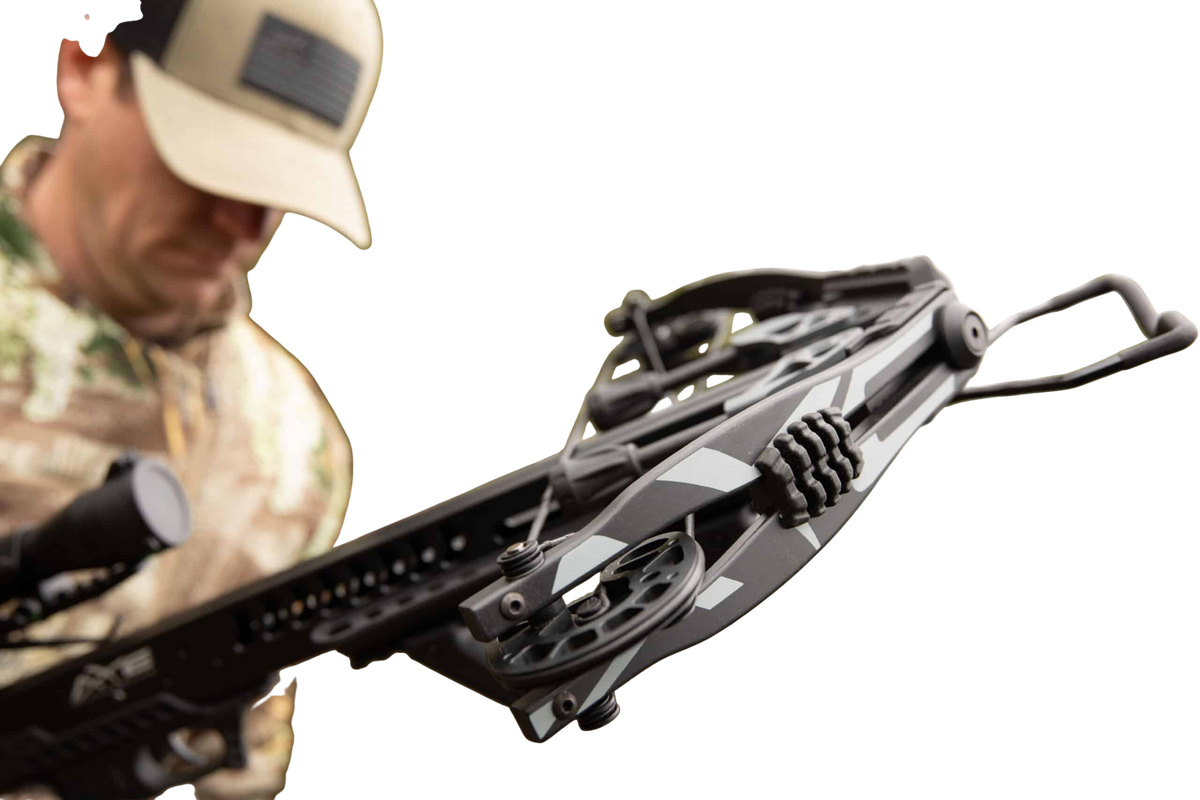 High-tech crossbow with scope, outdoors, hunting, archery gear, FeraDyne Outdoors.