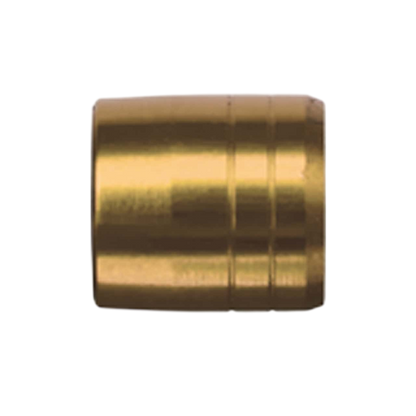 Gold archery arrow nock with reflective surface, used in bowhunting, archery accessories.