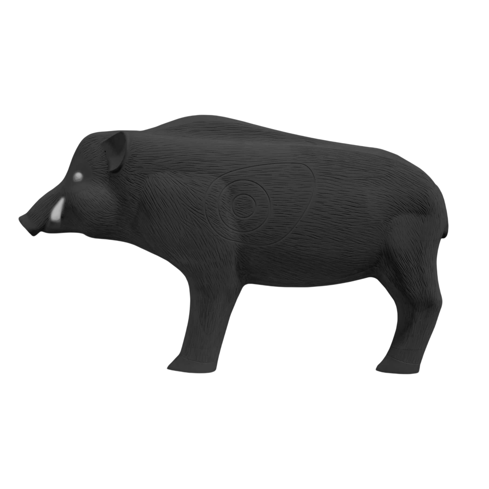 Black boar-shaped archery target for bowhunting practice.