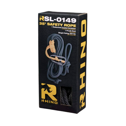 Durable 35-ft safety ropes for archery and bowhunting, high weight rating, rubberized coated carabiner.