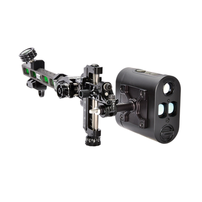 Precision archery sight with digital display and adjustable components for bowhunting.