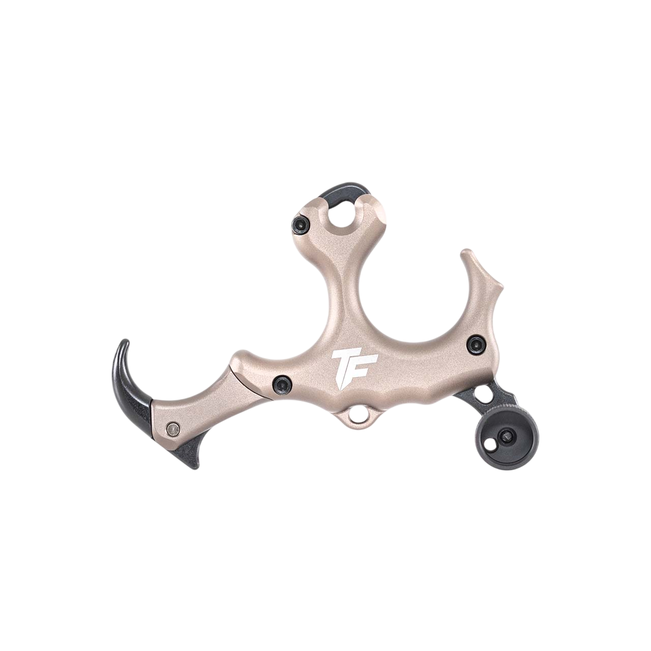 Light beige archery sight with black accents and TF logo for bowhunting accessories.