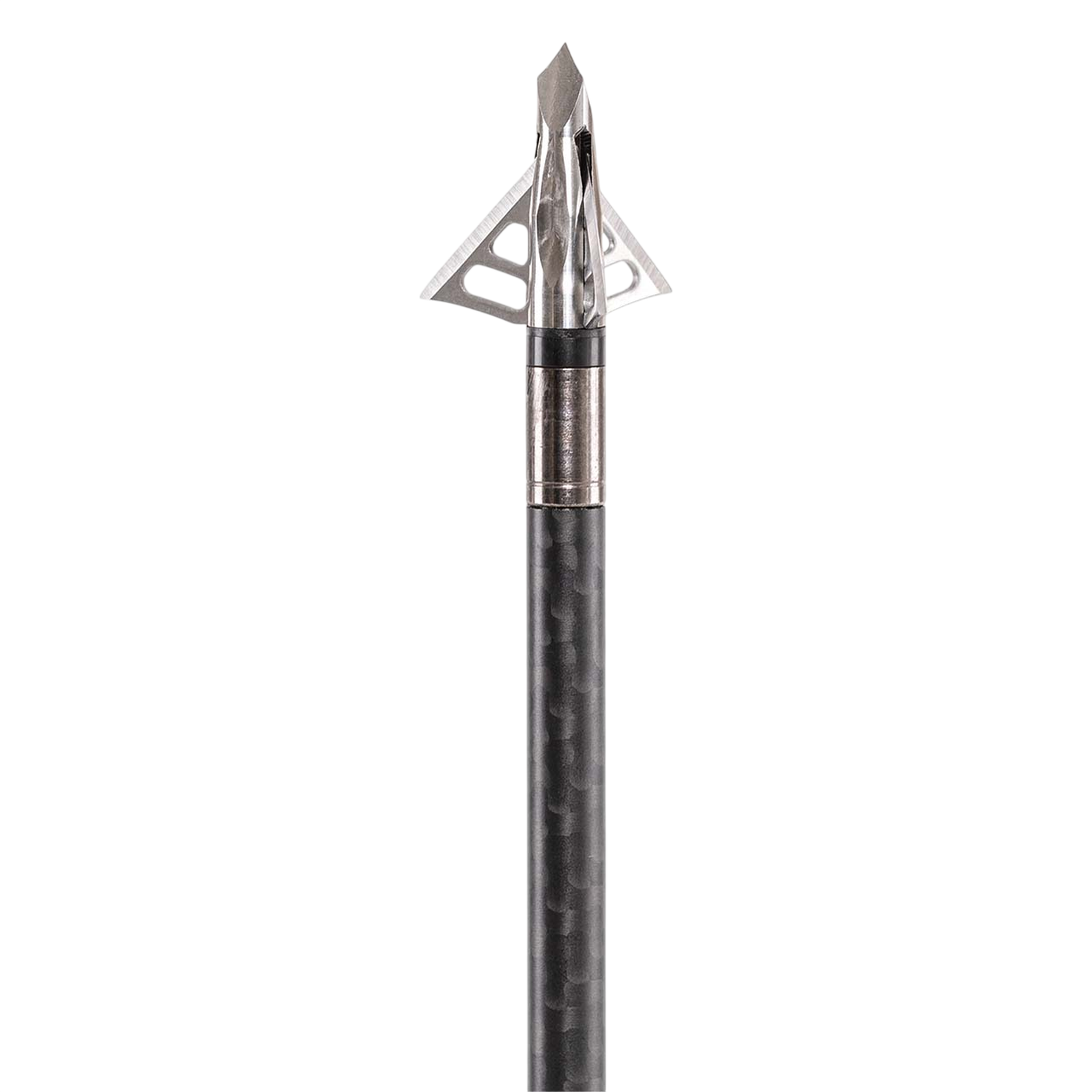 High-quality carbon arrow with broadhead tip for precision bowhunting and archery.