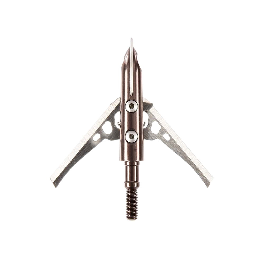 High-performance archery broadhead with steel blades and precision craftsmanship for bowhunting success.