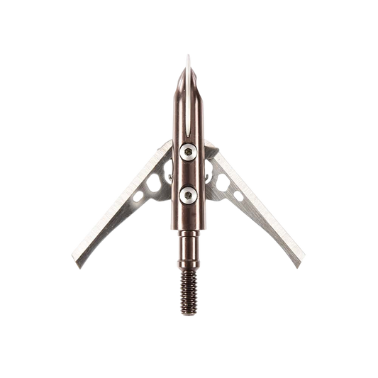 High-performance archery broadhead with steel blades and precision craftsmanship for bowhunting success.