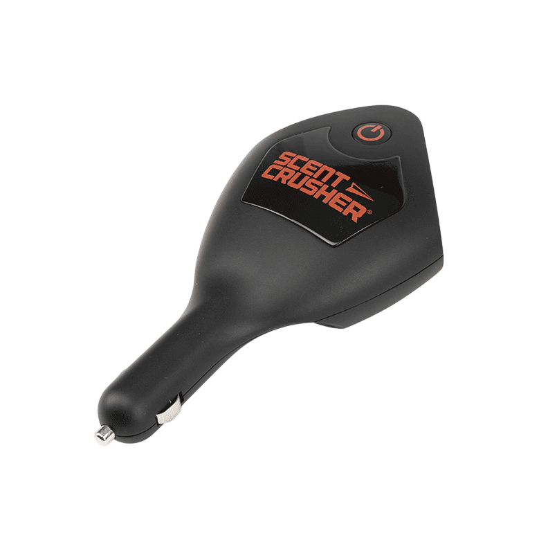 Small handheld scent crusher device for hunting and outdoor activities.