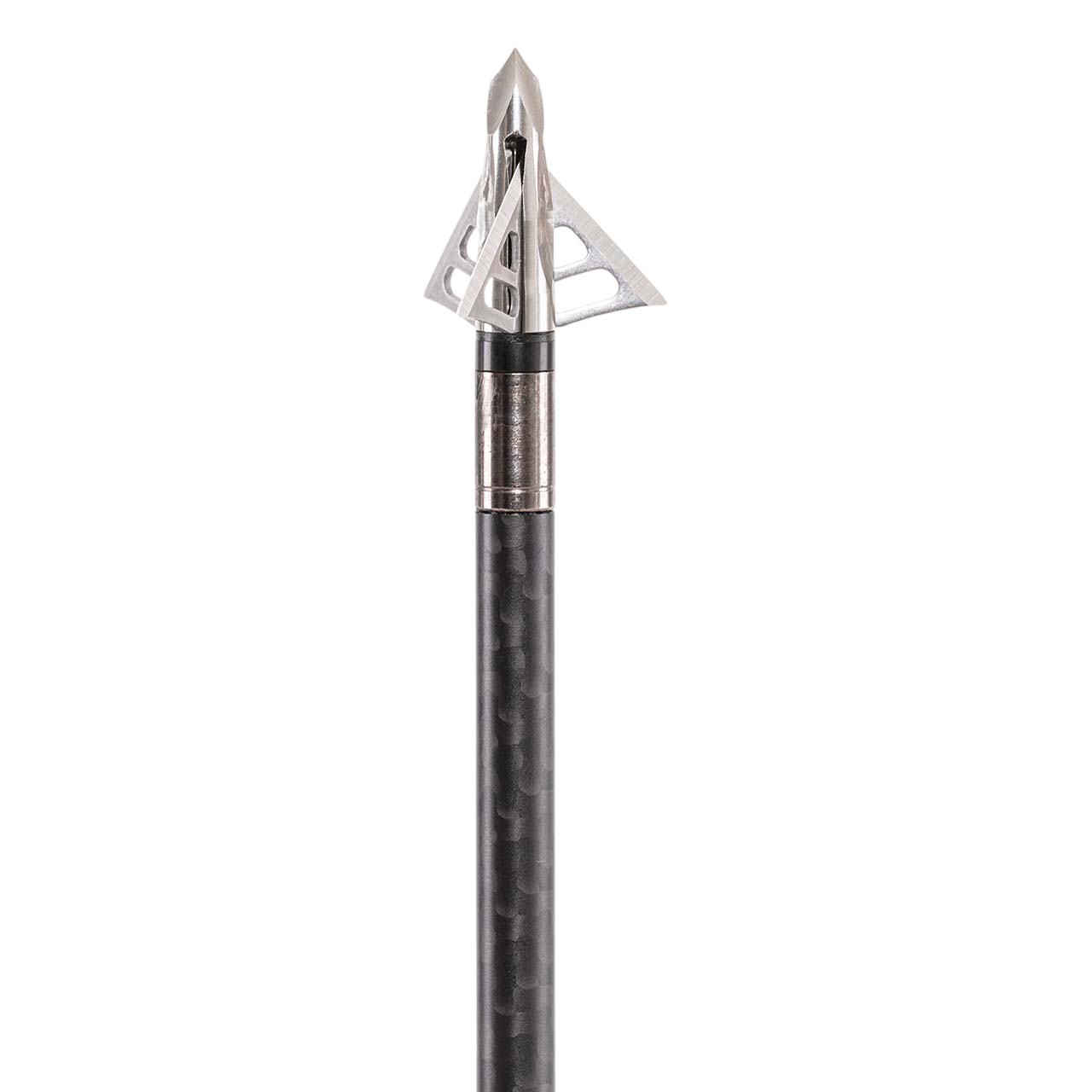 High-quality carbon arrow with sleek steel arrowhead and precision design for archery.