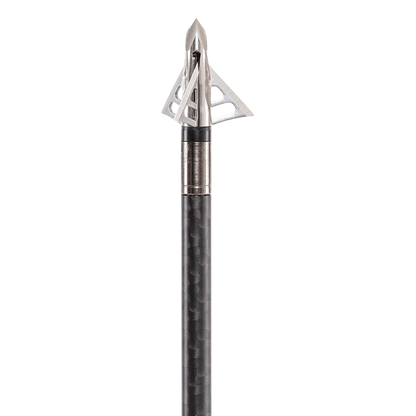 High-quality carbon arrow with sleek steel arrowhead and precision design for archery.