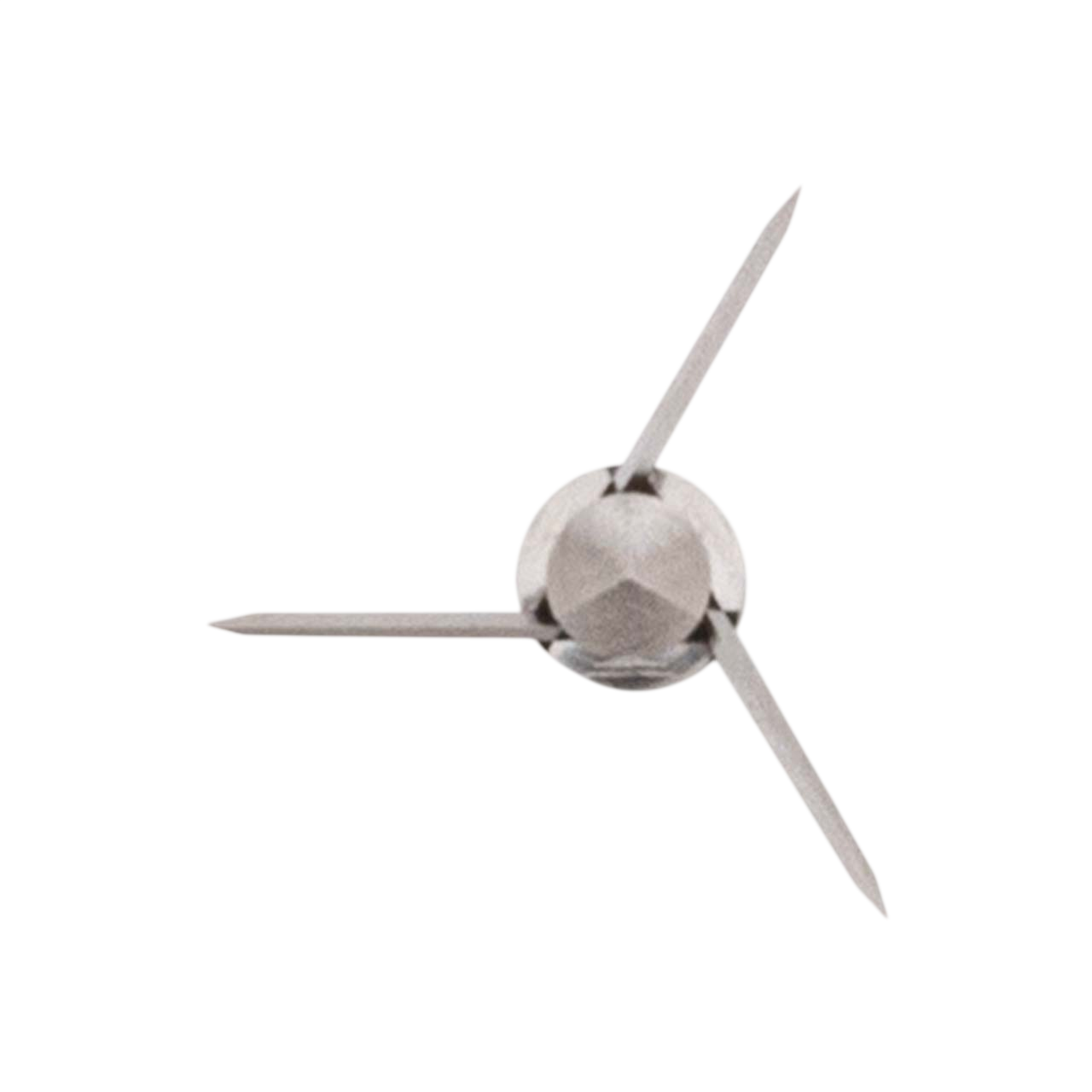 Sharp broadhead arrow tip with three blades for archery hunting.