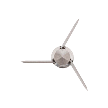 Sharp broadhead arrow tip with three blades for archery hunting.
