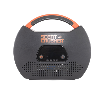 Wireless scent eliminator with adjustable settings for outdoor hunting activities.