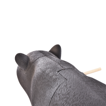 Realistic black boar target with textured fur surface for bowhunting practice.