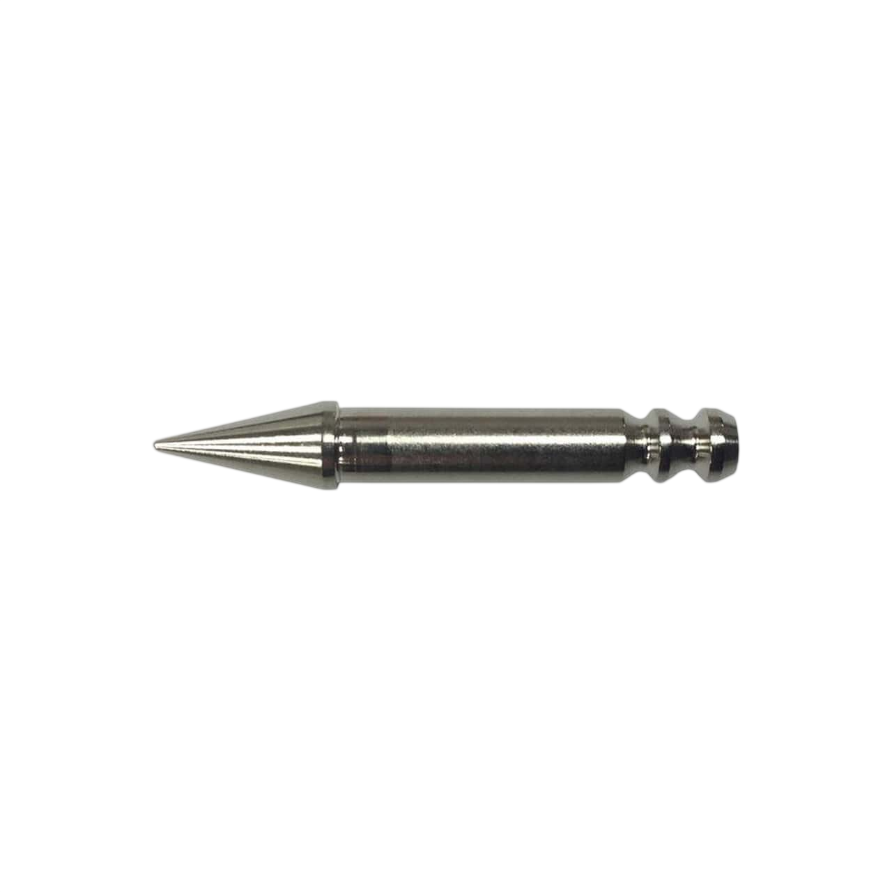 Small metal arrow rest pin for archery equipment.